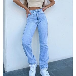 Who’s That Girl Denim Straight Leg Jeans White Fox